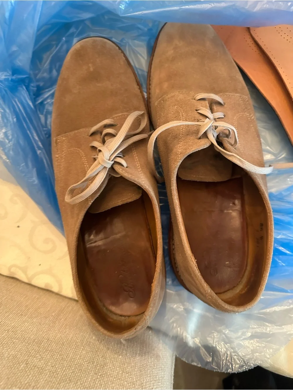 Men's Suede Derby Shoes in Light Brown Brooks brothers - Picture 1 of 6
